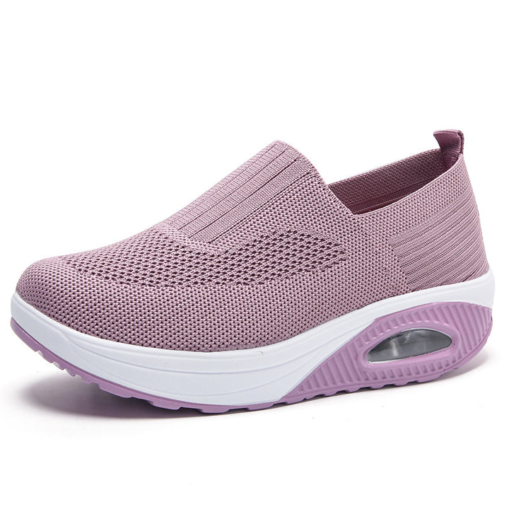 Women's knitted slipper with hidden wedge sole and visible air chamber Mune Fashion