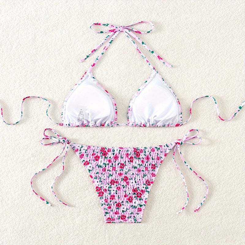 Women's Triangle Bikini with Floral Design Mune Fashion