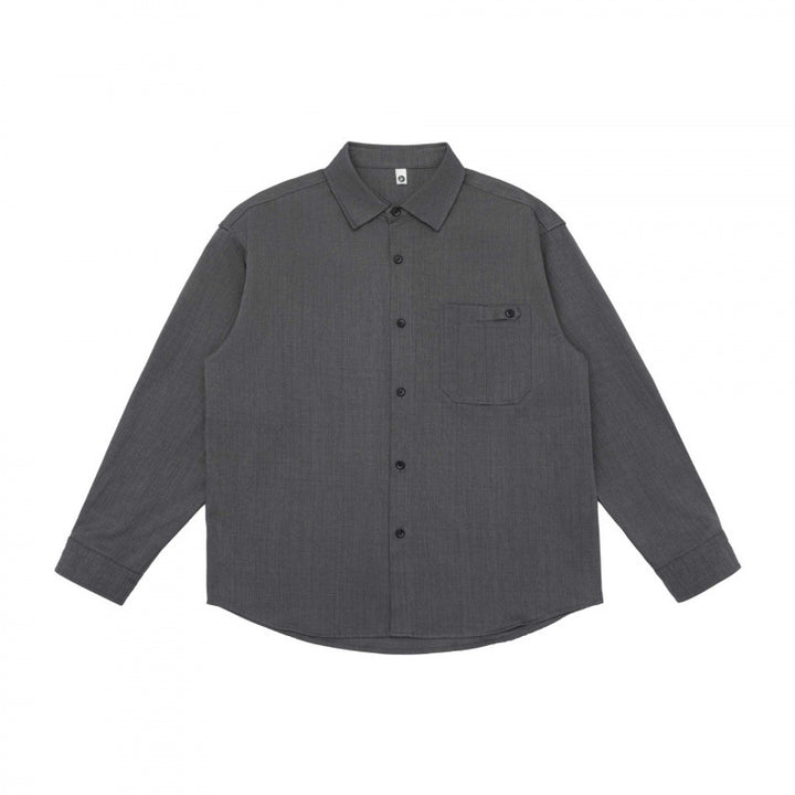Unisex Oversize-Long Sleeve Shirt in Boxy Cut with Chest Pocket and Curved Hem Mune Fashion