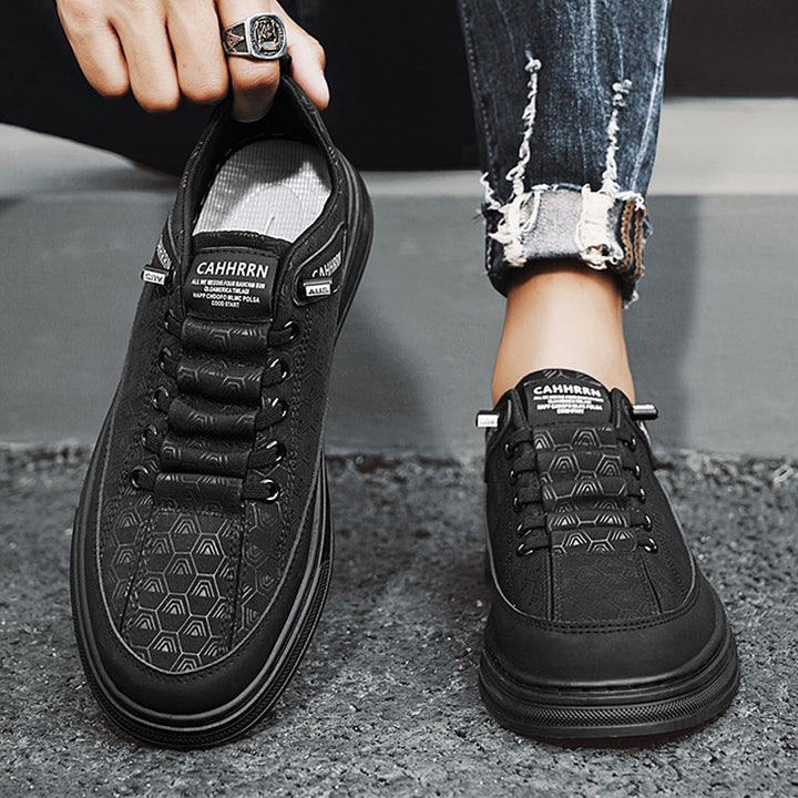 Men's Casual Low-Top Sneakers with Embossed Honeycomb Pattern and Cushioning Platform Sole Mune Fashion