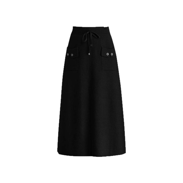 Ladies Stylish Maxi Skirt with Pockets and Tying Belt Mune Fashion