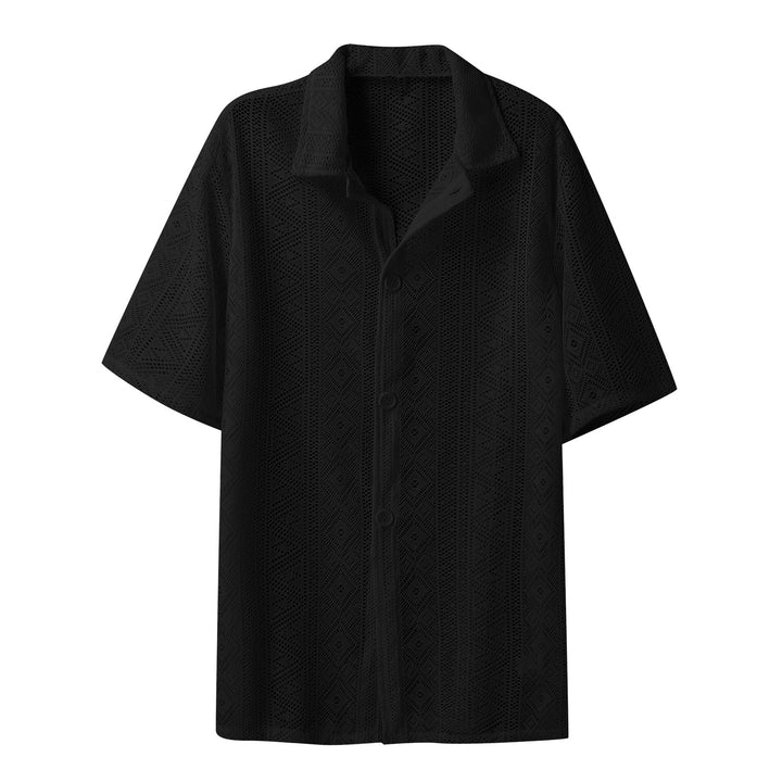 Women's light crocheted blouse with shirt collar and button placket Mune Fashion