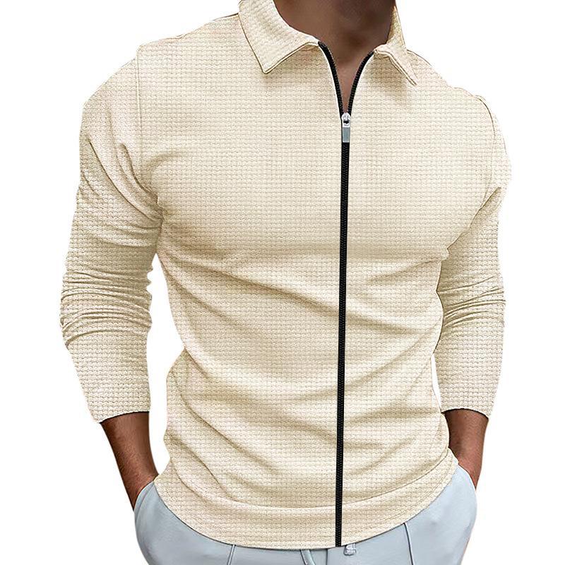 Men's tailored structured shirt jacket with turn-down collar and contrasting center zipper Mune Fashion