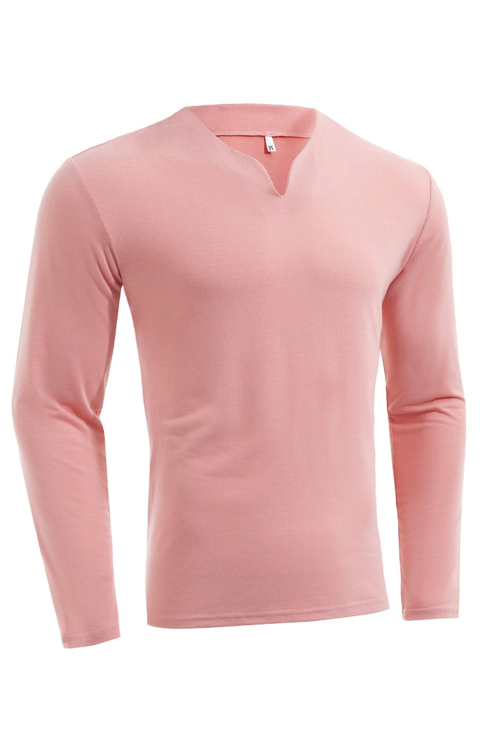Men's long sleeve shirt with V-neck Slim Fit cotton blend and elastic comfort waistband Mune Fashion