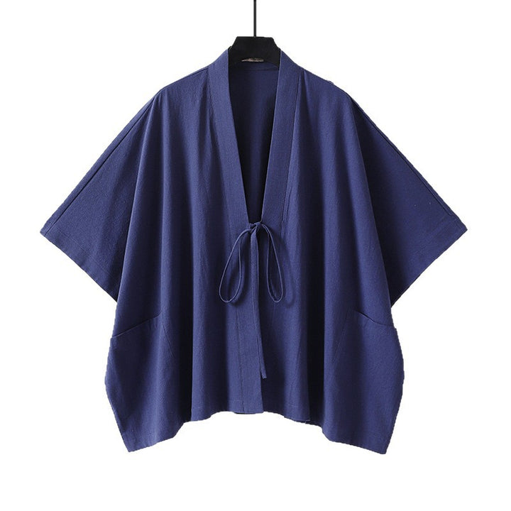 Women Oversize Kimono Cardigan with Tie and Patch Pockets Mune Fashion