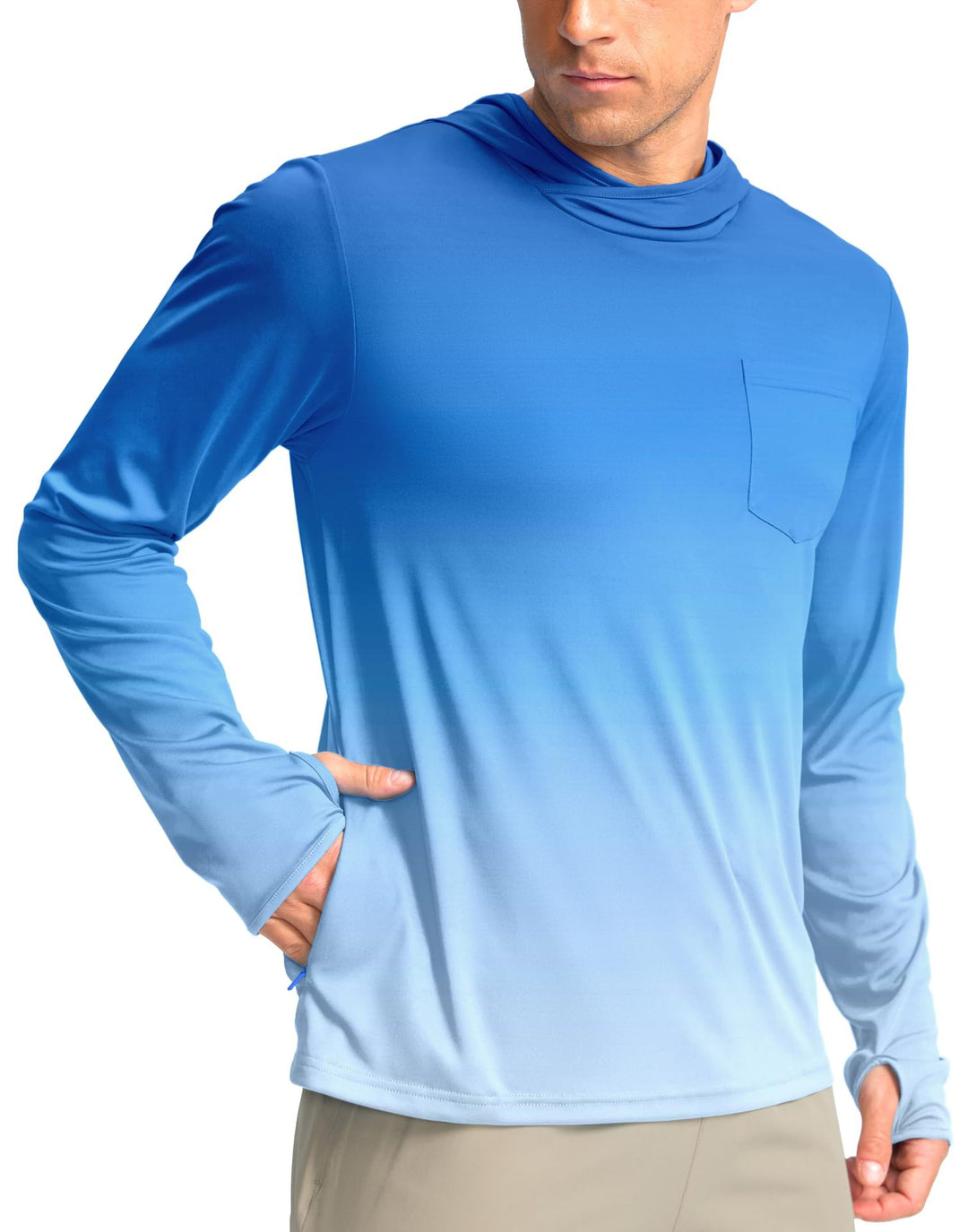 Men's functional shirt with hood and pockets