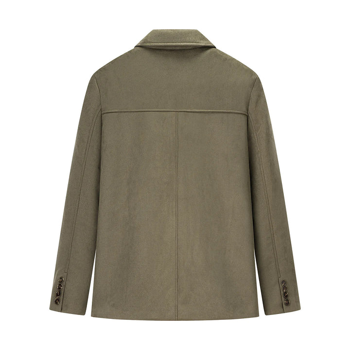 Women's short wool blend blazer coat with straight cut, notched collar and patch pockets Mune Fashion