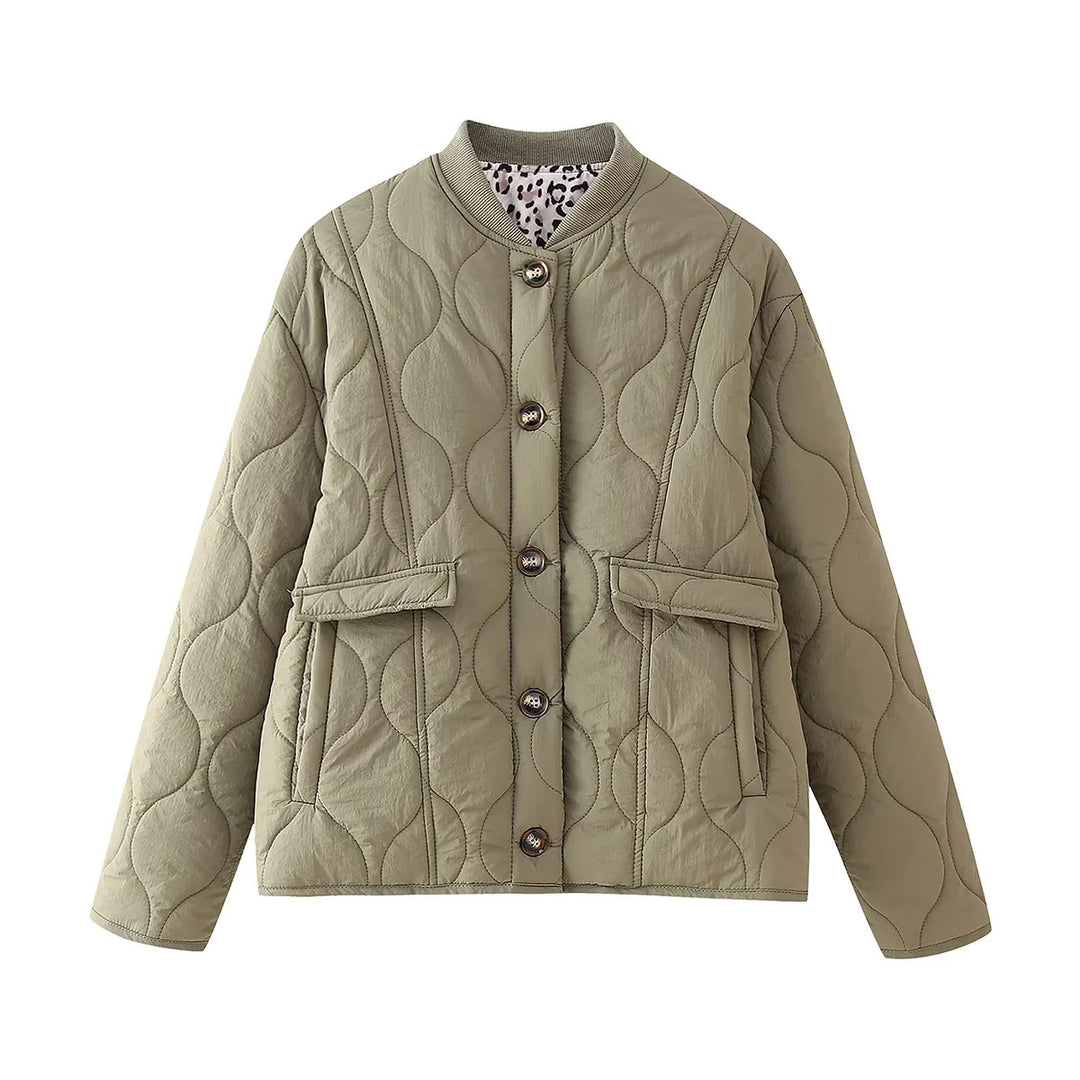 Women's padded transitional jacket with ribbed collar and flap pockets Mune Fashion