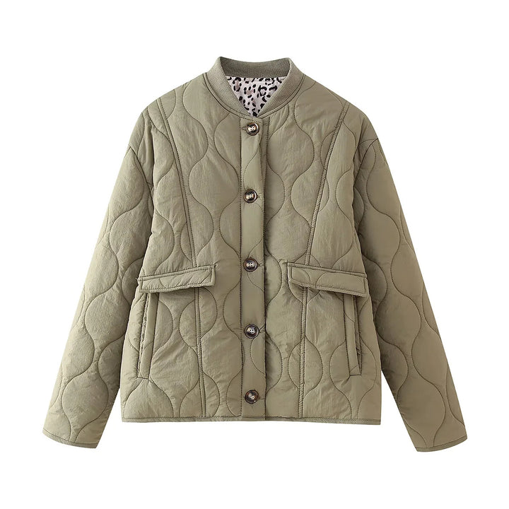 Women's padded transitional jacket with ribbed collar and flap pockets Mune Fashion