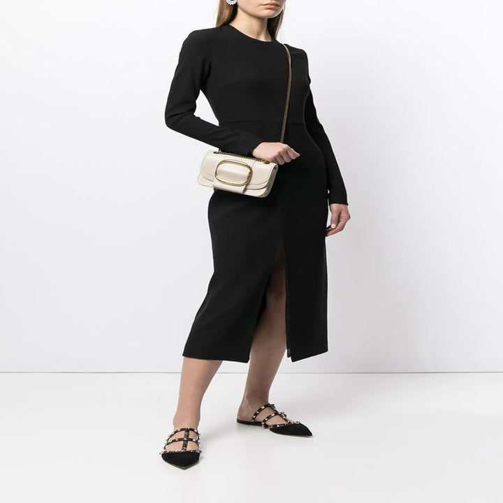 Women's Tailored Midi Dress with Long Sleeve, Front Slit and Clean Tailoring Mune Fashion