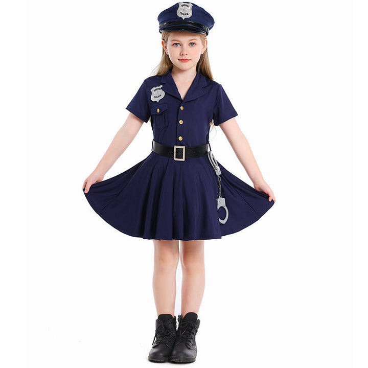 Girl Police Costume with Skirt and Hat Mune Fashion