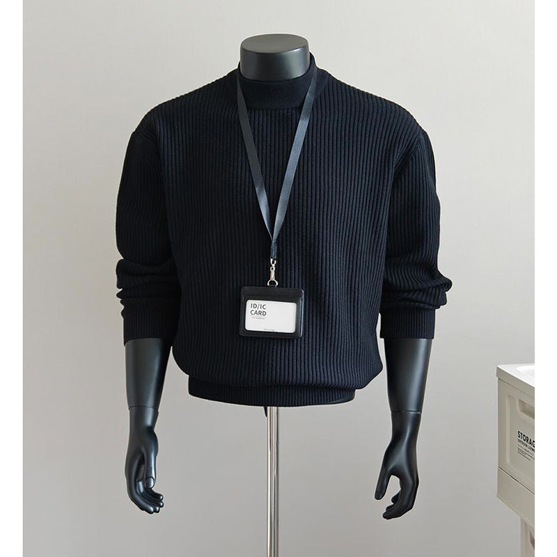 Men's Stylish Chunky Knit Sweater with Stand-Up Collar Mune Fashion