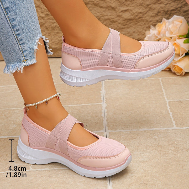 Women's Sportive Mary-Jane Sneaker with Elastic Cross Strap Mune Fashion
