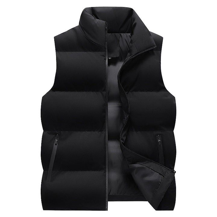 Men's Minimalist Outdoor Padded Vest with Wide Block Quilting, Insulated Padding, and Concealed Zipper Pockets Mune Fashion