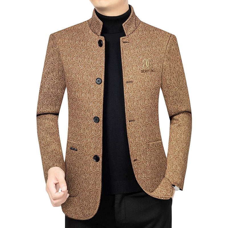 Men's Modern Stand-Up Collar Blazer in Travel Style with Padded Lining Mune Fashion