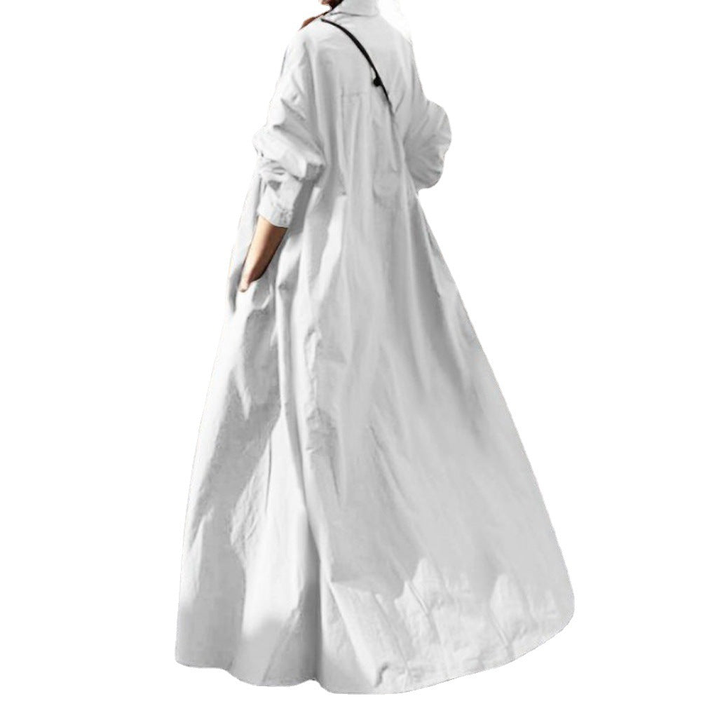 Women's Oversized Shirt Dress in A-Line with Shirt Collar Mune Fashion