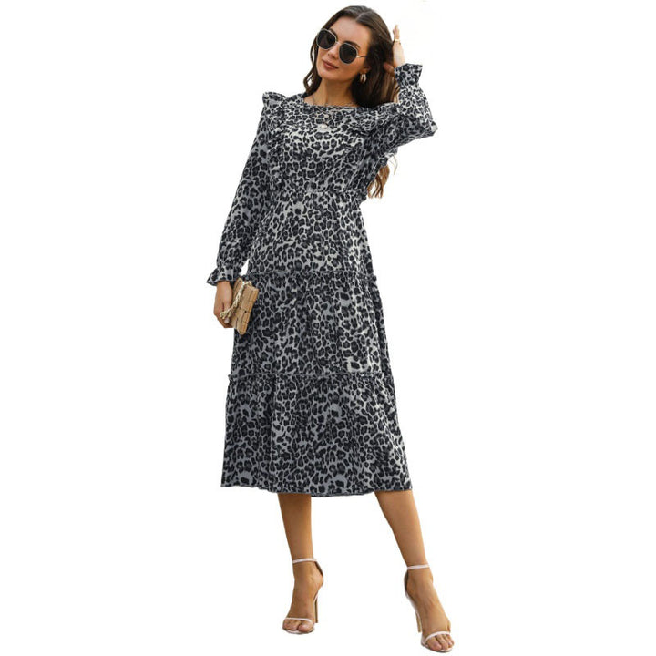 Women Long Leopard Dress Mune Fashion