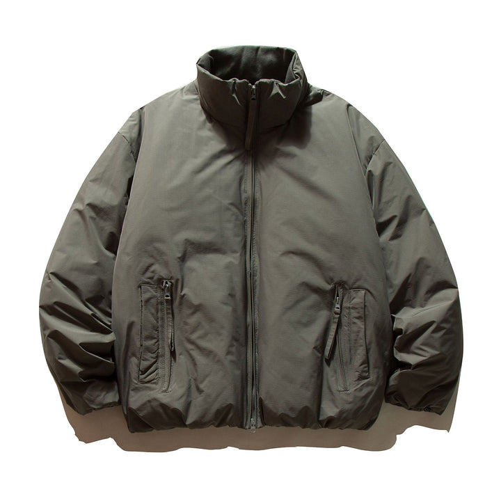 Unisex Short Cut Boxy Insulation Jacket with High Stand Collar and Zipper Pockets Mune Fashion