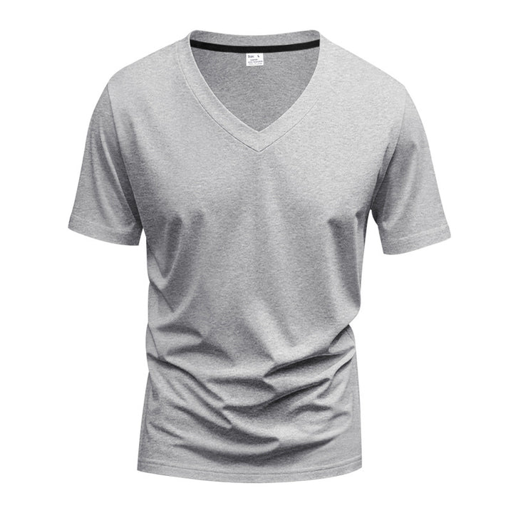 Men's classic V-neck T-shirt made of fine cotton jersey with reinforced neckband and double stitching Mune Fashion