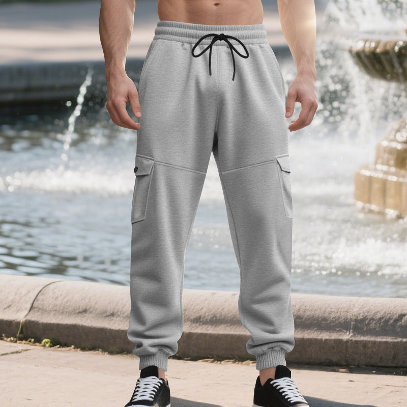 Men's urban-military cargo joggers with knee-quilted inserts, side flap pockets, and ribbed leg openings Mune Fashion