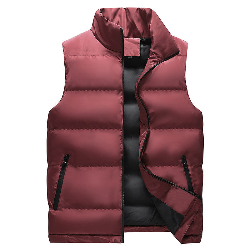 Men's Minimalist Outdoor Padded Vest with Wide Block Quilting, Insulated Padding, and Concealed Zipper Pockets Mune Fashion