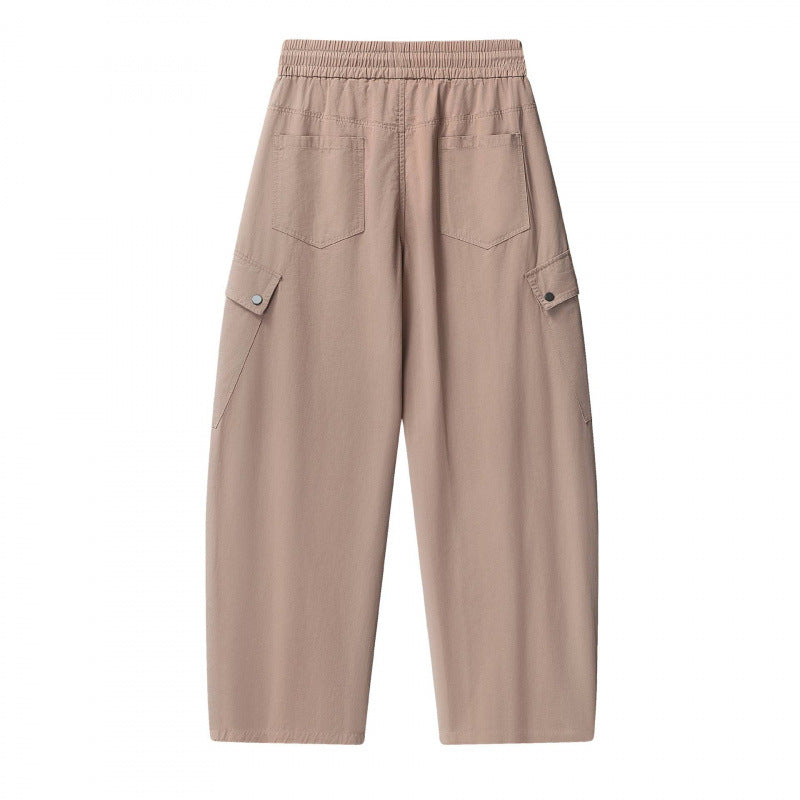 Unisex Loose Cargo Pants with Elastic Waistband, Drawstring and Patch Flap Pockets Mune Fashion