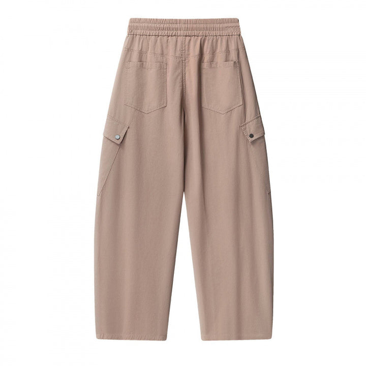 Unisex Loose Cargo Pants with Elastic Waistband, Drawstring and Patch Flap Pockets Mune Fashion