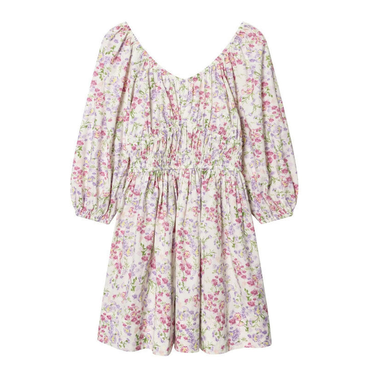 Women's floral dress with smocked waist and voluminous puff sleeves Mune Fashion