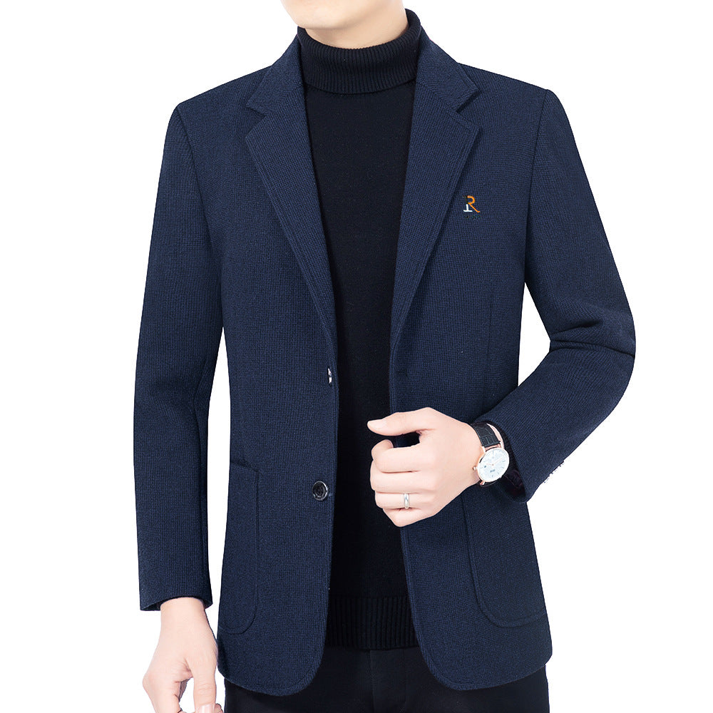 Men's Modern Slim-Fit Blazer in Micro-Structured Fabric with Light Half-Lining Fashion
