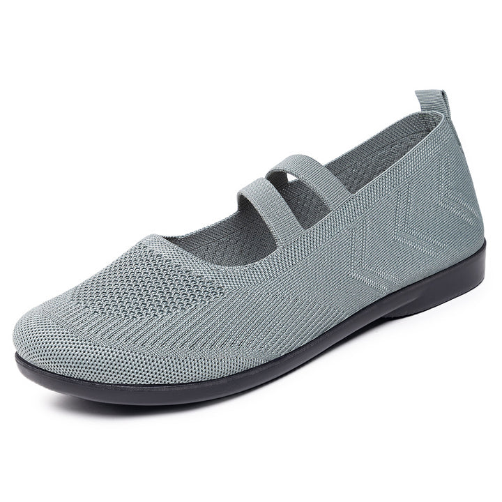 Women’s knitted comfort Mary Jane with double elastic strap and cushioning lightweight sole Mune Fashion