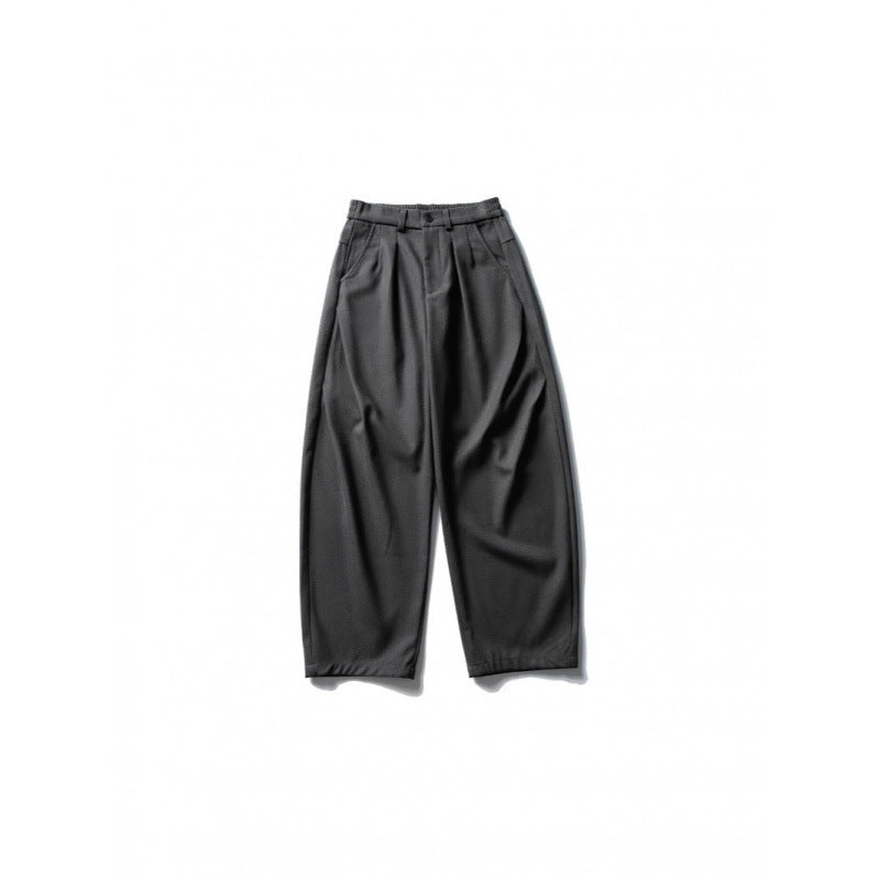 Men's Wide High-Waist Pleated Pants in Baggy Cut with Knife Pleats and Diagonal Side Pockets Mune Fashion