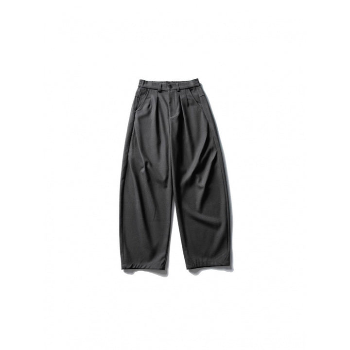 Men's Wide High-Waist Pleated Pants in Baggy Cut with Knife Pleats and Diagonal Side Pockets Mune Fashion