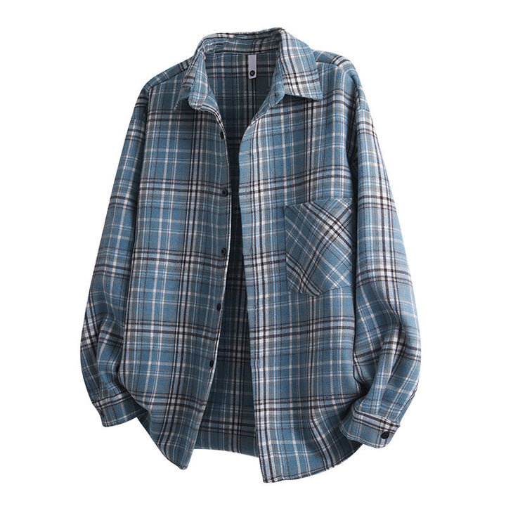 Unisex wide flannel shirt with checked pattern and applied chest pocket Mune Fashion