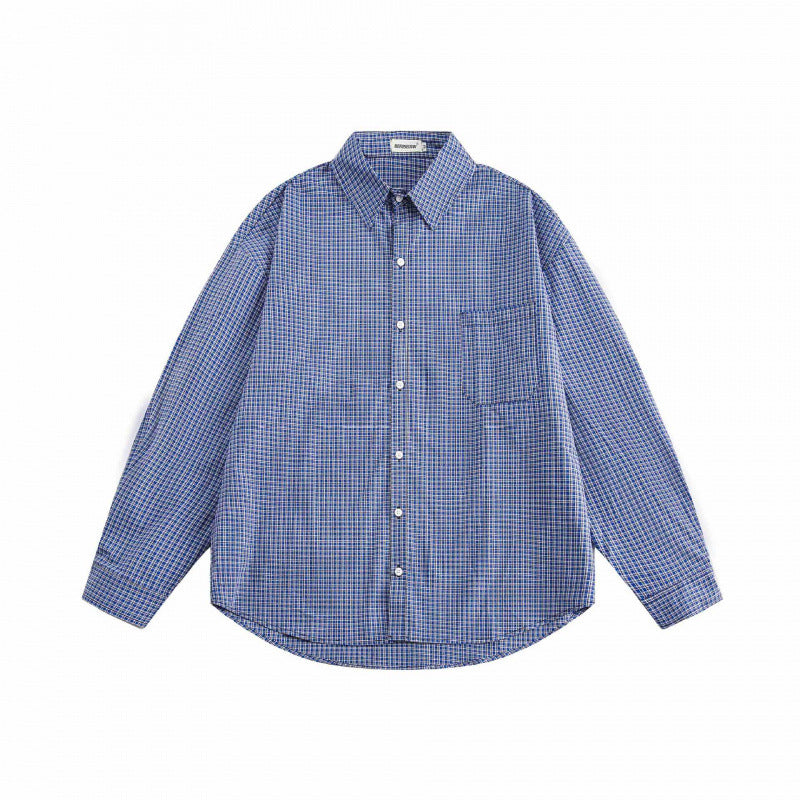 Unisex Oversized Check Shirt in Relaxed Fit with Button-Down Collar, Breast Pocket and Rounded Hem Mune Fashion