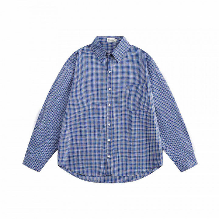 Unisex Oversized Check Shirt in Relaxed Fit with Button-Down Collar, Breast Pocket and Rounded Hem Mune Fashion