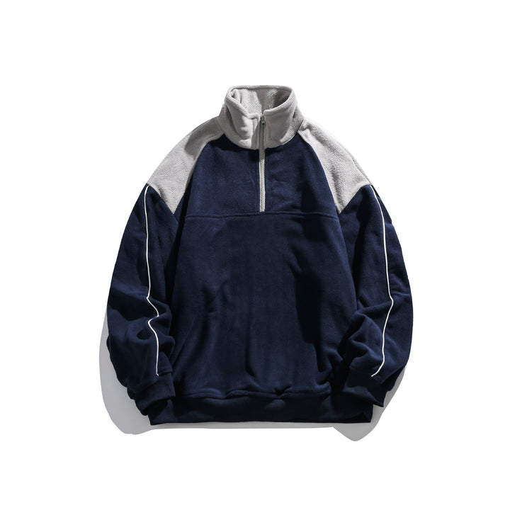 Unisex Fleece Half-Zip Pullover with High Collar, Raglan Sleeves and Contrast Panels Mune Fashion