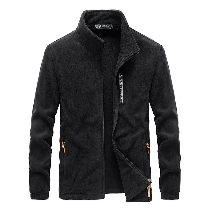 Men's Microfleece Outdoor Jacket with Stand-up Collar, Zipper and Zip Pockets Mune Fashion