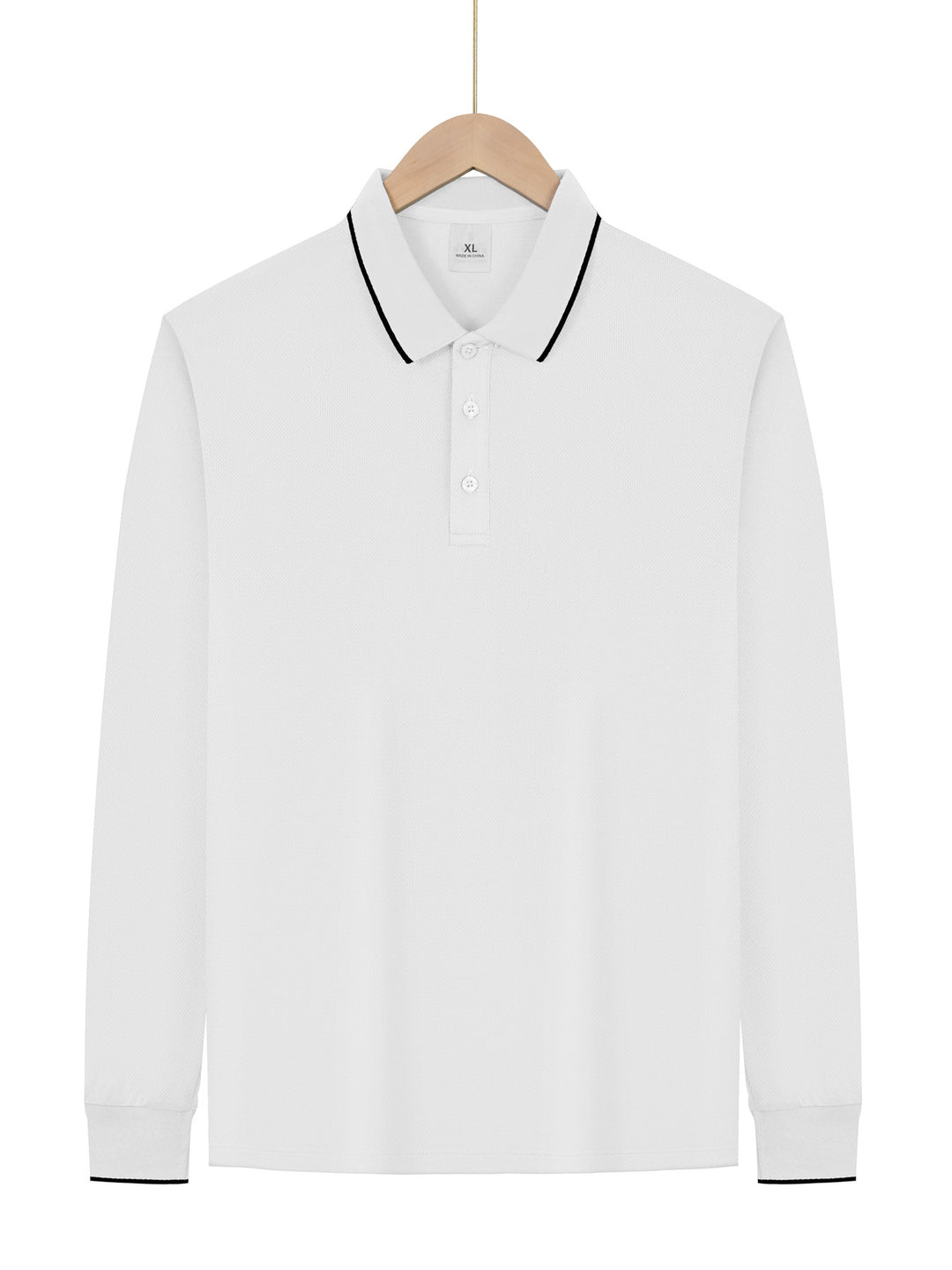 Men's long-sleeved pique polo shirt with contrasting piping at the collar and cuffs Mune Fashion