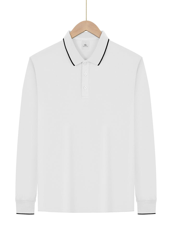 Men's long-sleeved pique polo shirt with contrasting piping at the collar and cuffs Mune Fashion