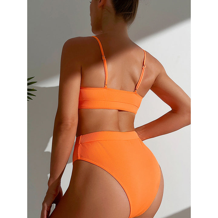 Women's High-Waist Bikini Set with Ribbed Top Mune Fashion