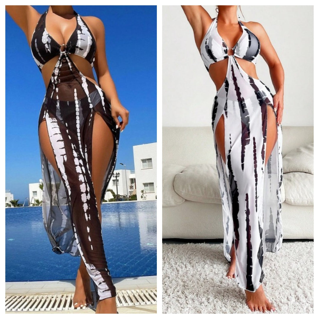 Women Maxi Beach Dress with Cut-Out Details and Asymmetrical Cut Mune Fashion