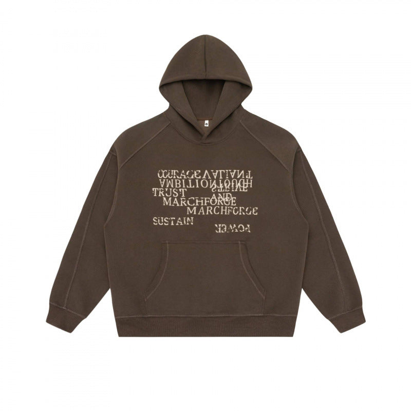 Unisex Oversize Hoodie with typographic Mirror Print, kangaroo pocket and raglan sleeves Mune Fashion