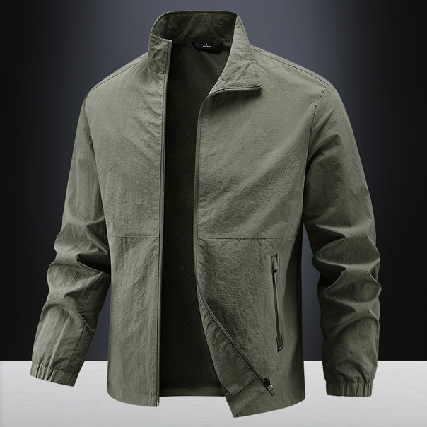 Men's Lightweight Technical Transition Jacket with Stand-Up Collar, Breathable Mesh Lining, and Water-Repellent Zipper Pockets Mune Fashion