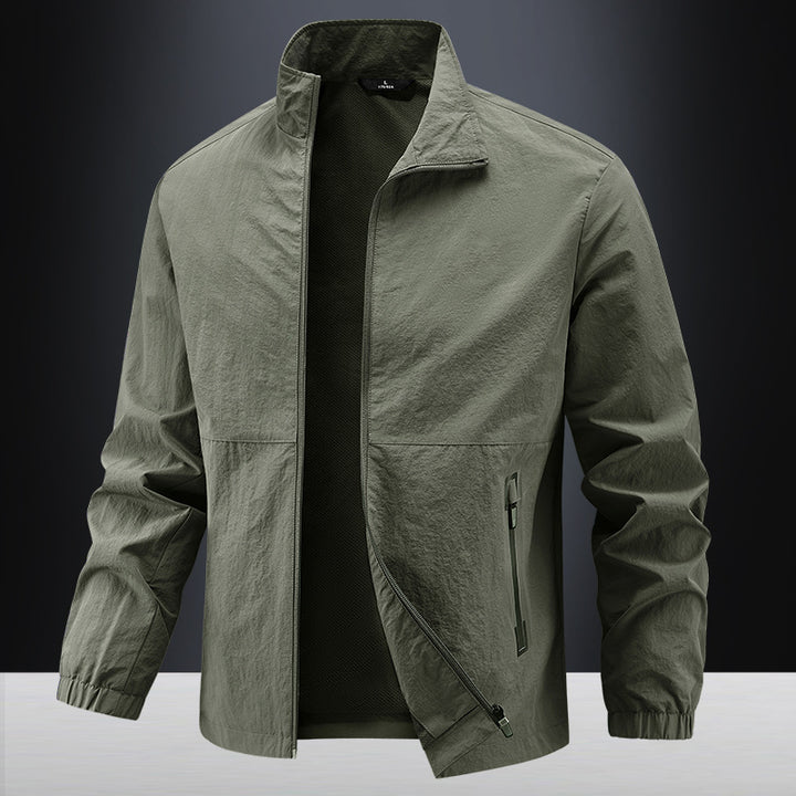 Men's Lightweight Technical Transition Jacket with Stand-Up Collar, Breathable Mesh Lining, and Water-Repellent Zipper Pockets Mune Fashion