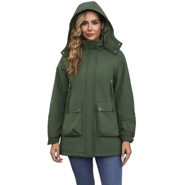 Women's lightweight hooded parka with concealed two-way zipper and patch pockets Mune Fashion