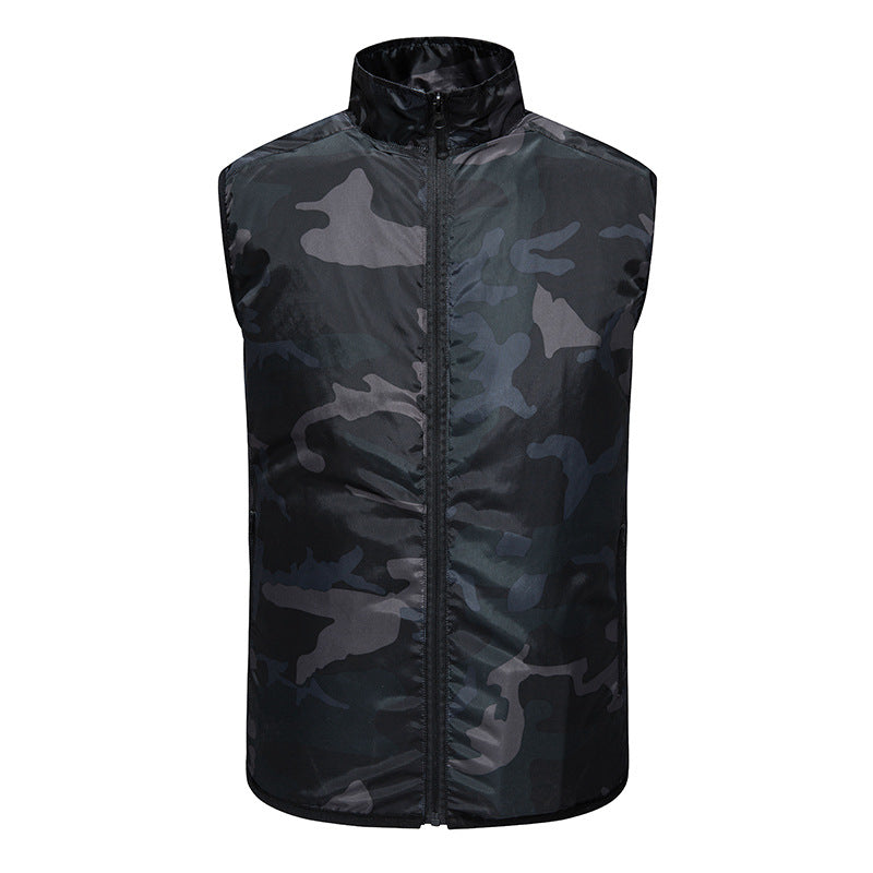 Men's lightweight breathable wind vest with standing collar and zippered pockets Mune Fashion