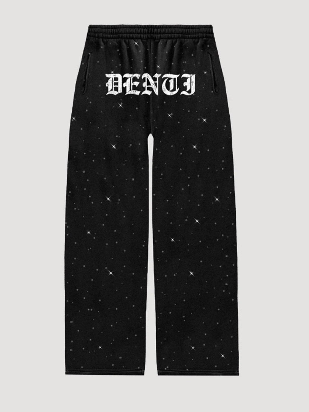 Women nan lounge pants with galaxy star print, straight leg, elastic comfort waistband, and gothic lettering Mune Fashion