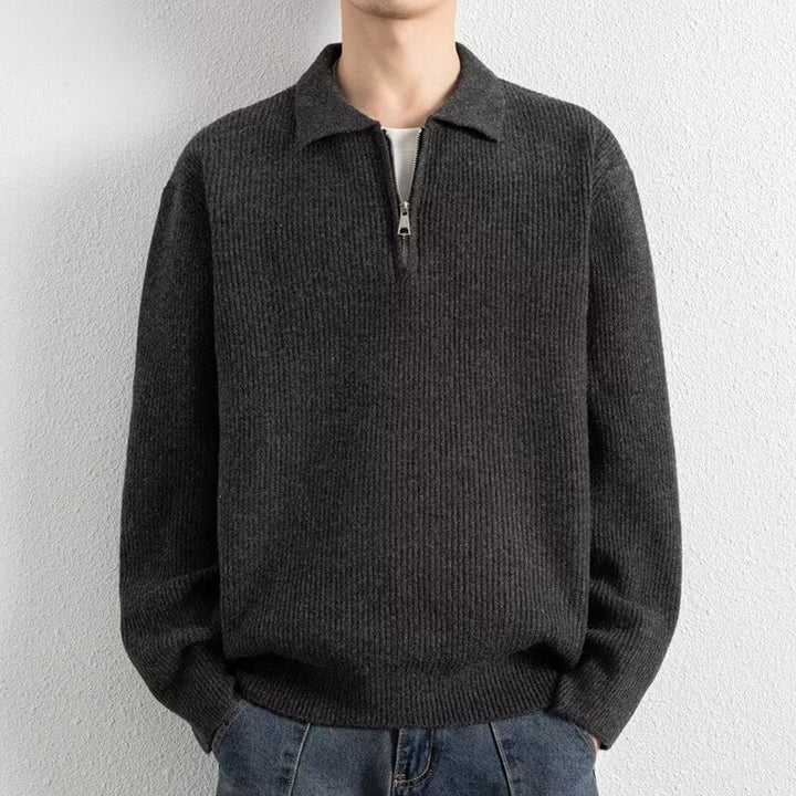 Men's Patterned Knitted Sweater with Stand-up Collar Mune Fashion
