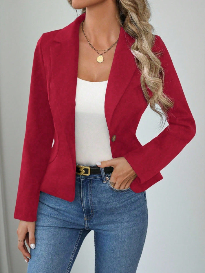 Women's fitted single-button blazer with lapel collar and flap pockets Mune Fashion