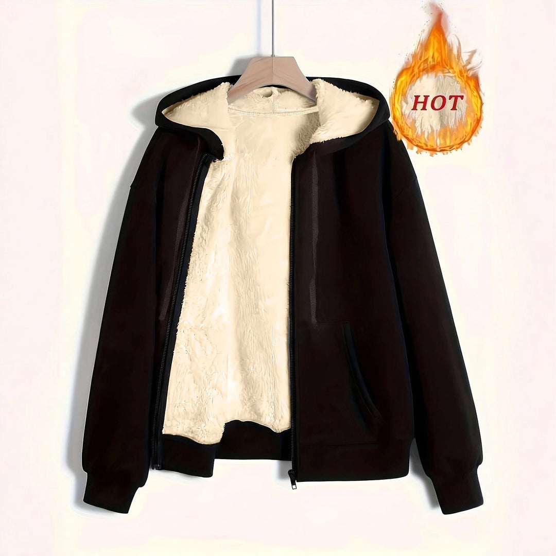 Ladies Cozy Fleece Jacket with Zipper and Hood Mune